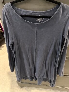 Slate Blue Long-Sleeve Scoop Neck Top